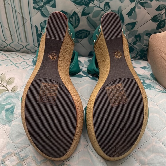 COPY - Teal and Gold Wedges with Rhinestones - Picture 7 of 7